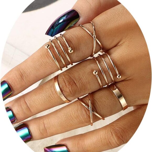 6-16 PCS Knuckle Stacking Rings for Women,Boho Vintage Stackable Midi Finger Rin - Picture 2 of 7